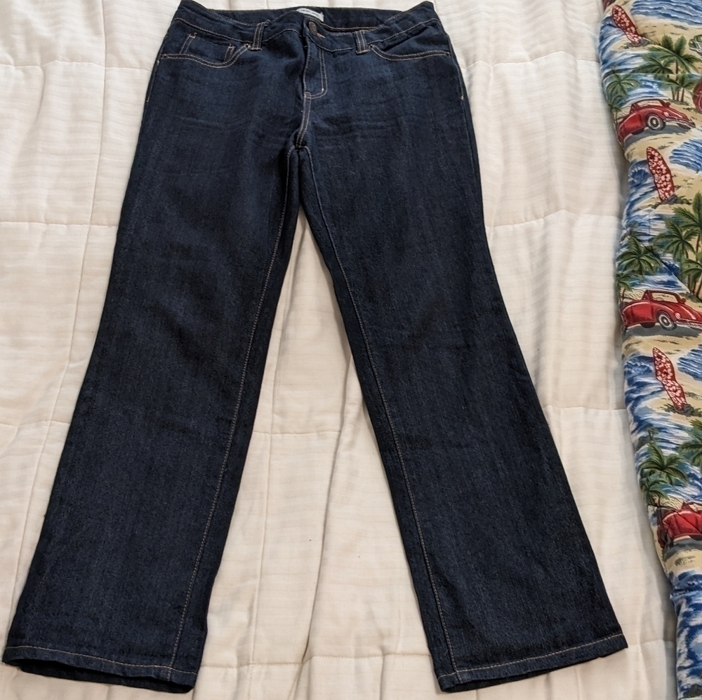 Cherokee 14 Petite dark wash jeans with adjustable waist.